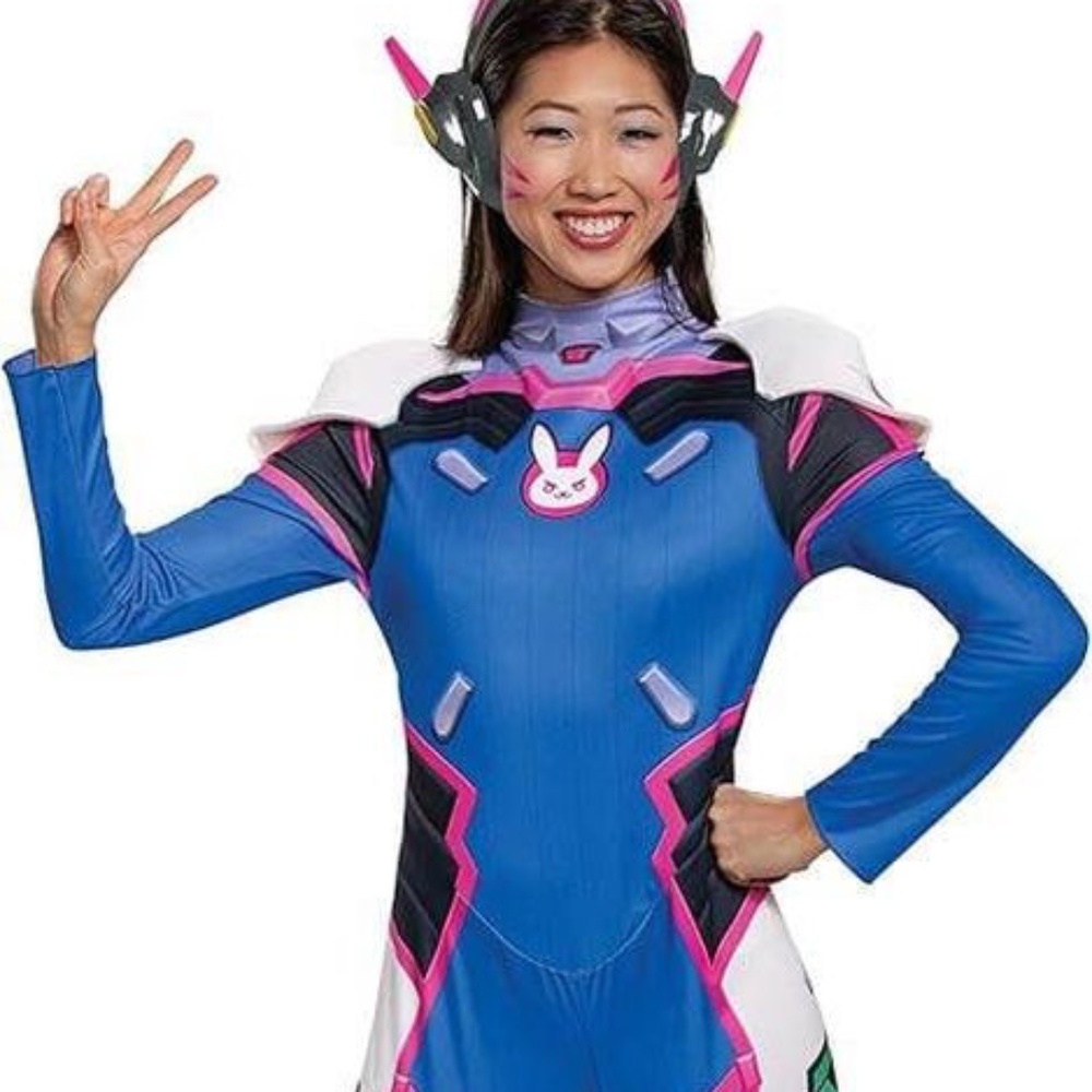 BRAND NEW women disguise overwatch d va halloween jumpsuit cosplay costume M